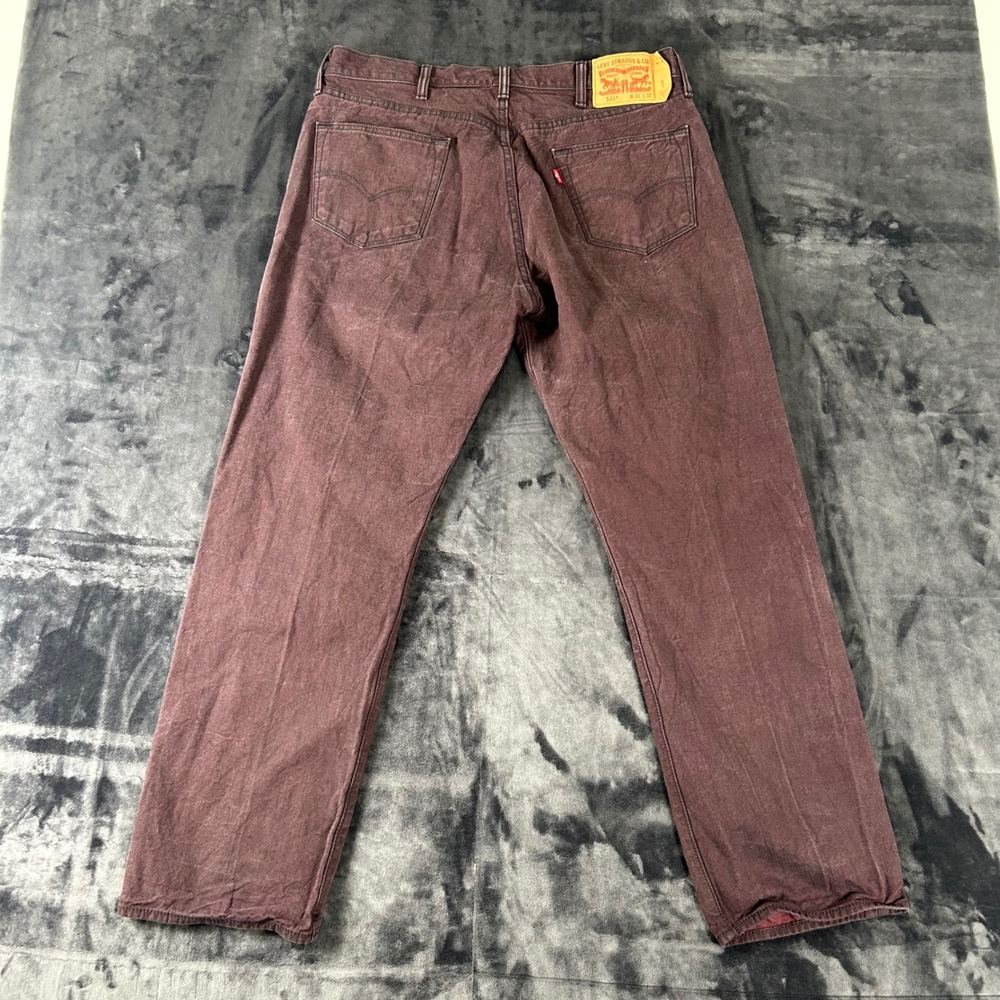 Levi's 501 Jeans Mens 38x32 Burgundy Original Fit Straight Leg Button Fly - Picture 7 of 10